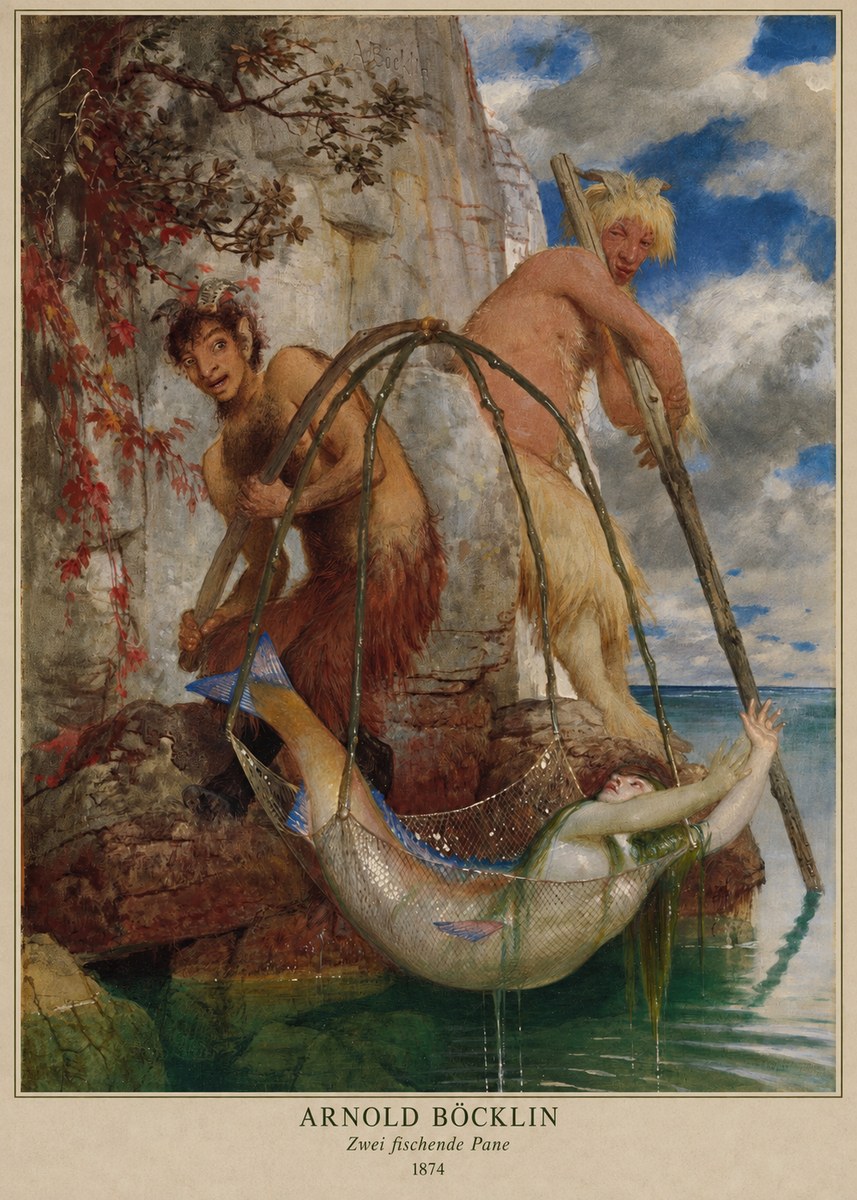 Arnold Böcklin Zwei Fischende Pane No4 - Poszter