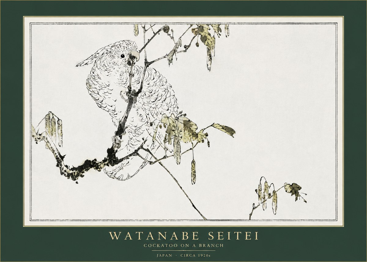 Watanabe Seitei Cockatoo on a Branch No2 - Poszter