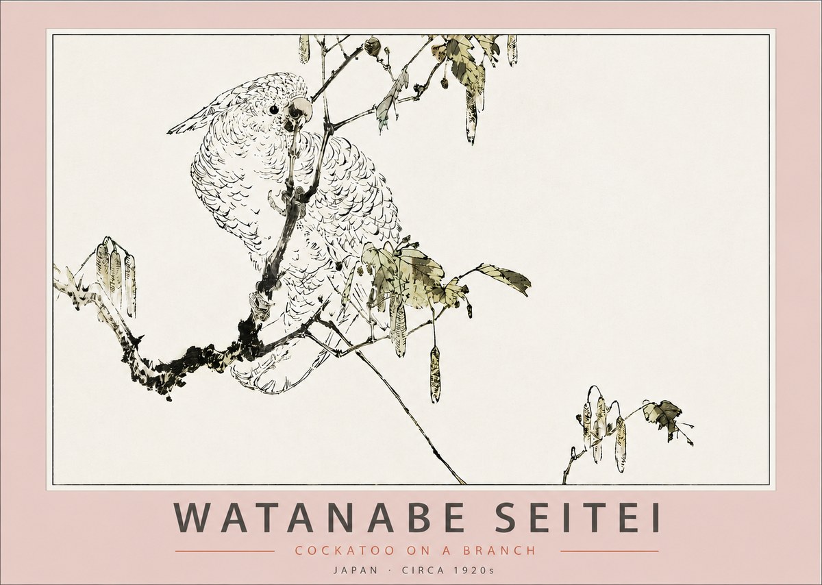 Watanabe Seitei Cockatoo on a Branch No3 - Poszter