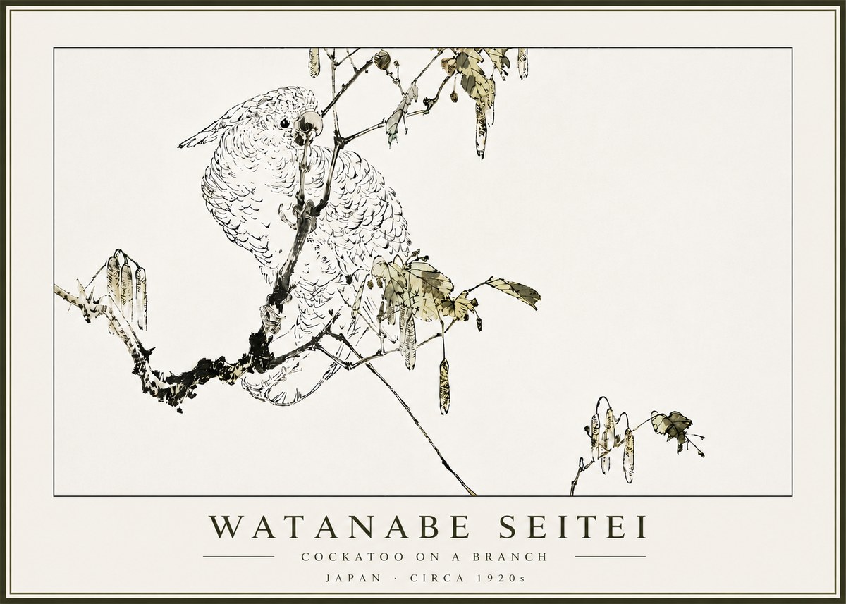 Watanabe Seitei Cockatoo on a Branch No5 - Poszter