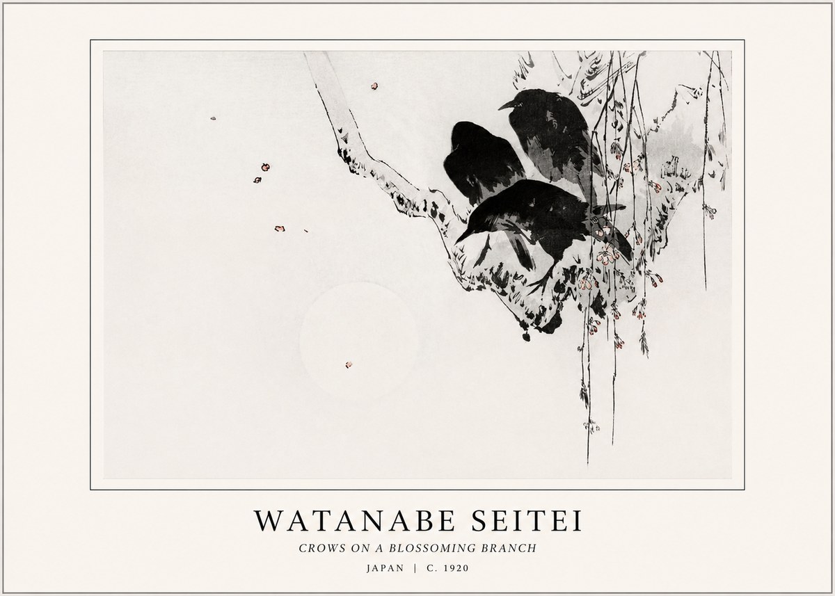 Watanabe Seitei Crows on a Blossoming Branch No1 - Poszter