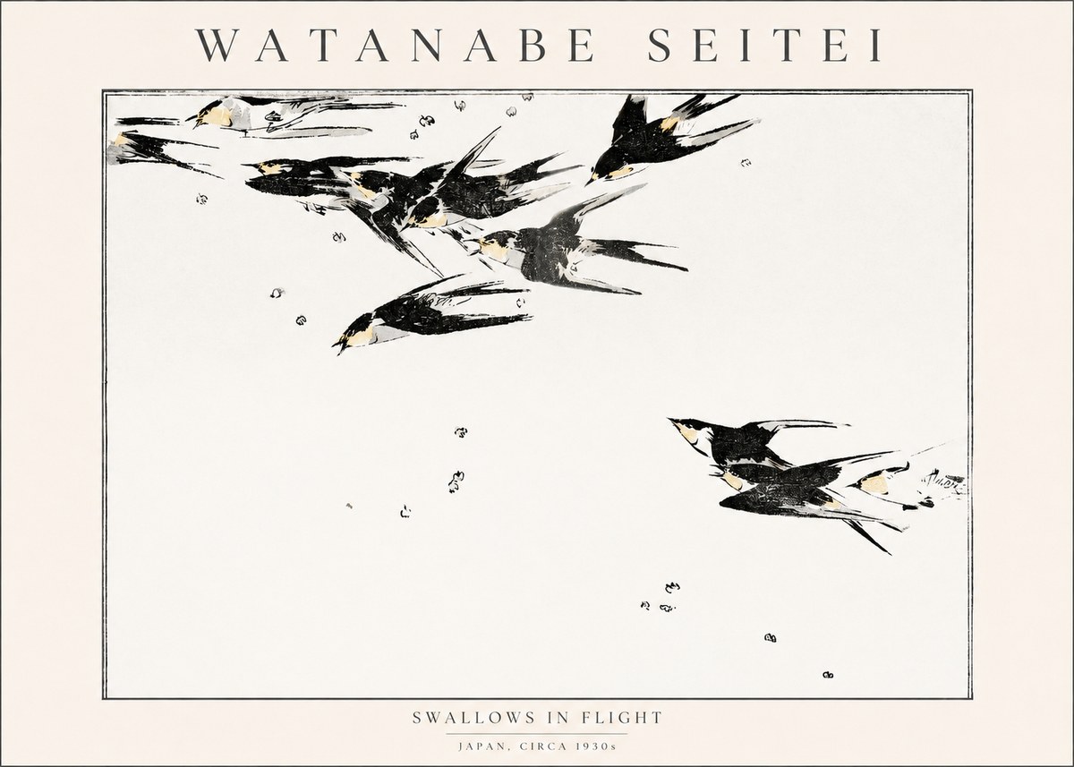 Watanabe Seitei Swallows in Flight No1 - Poszter