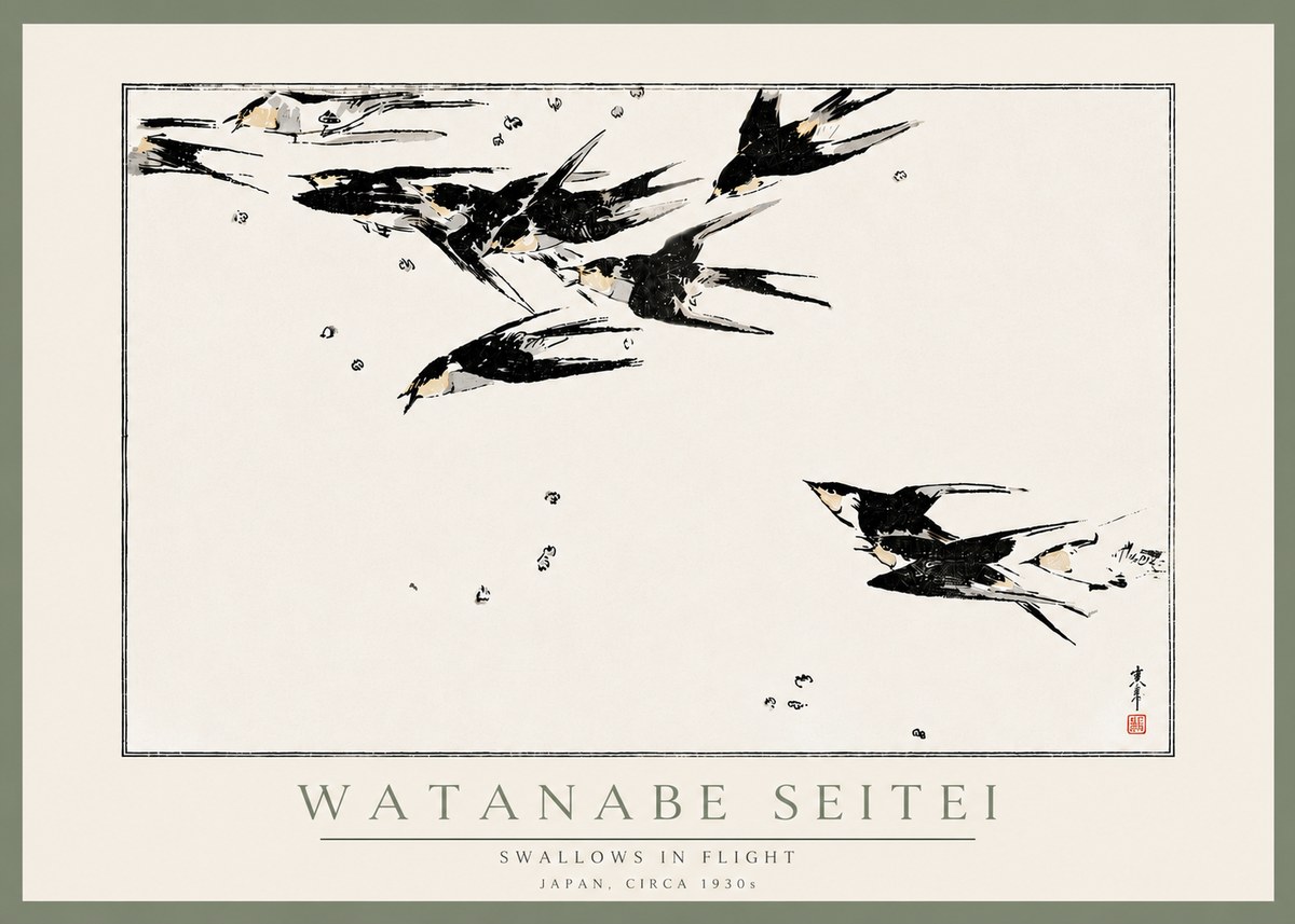 Watanabe Seitei Swallows in Flight No6 - Poszter