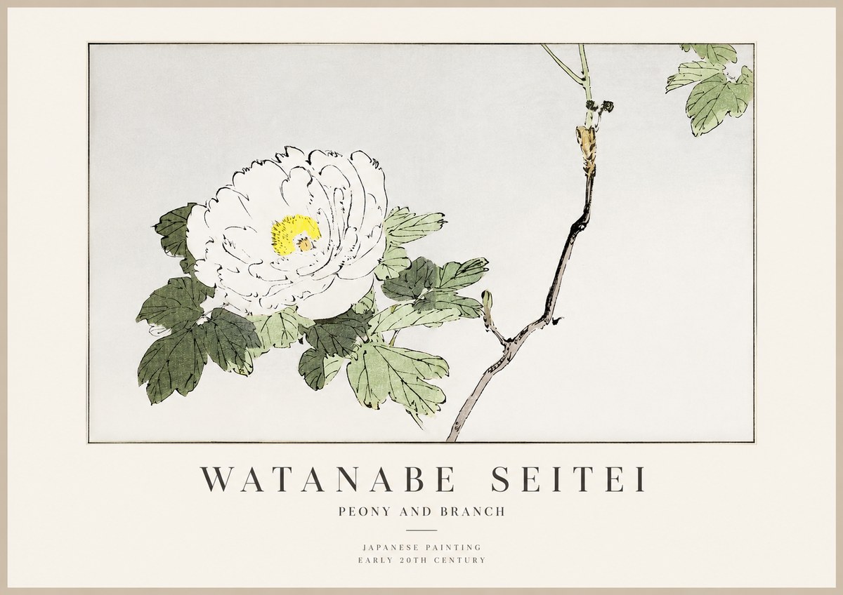 Watanabe Seitei Peony and Branch No1 - Poszter