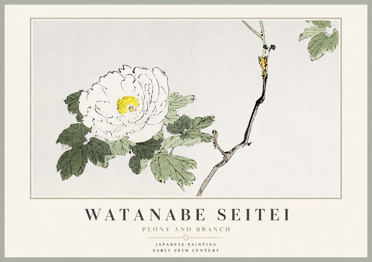 Watanabe Seitei Peony and Branch No3 - Poszter