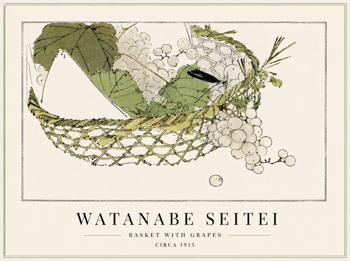 Watanabe Seitei Basket with Grapes No3 - Poszter