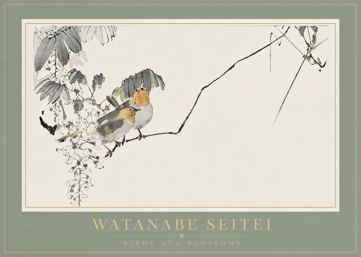 Watanabe Seitei Birds and Blossoms No2 - Poszter