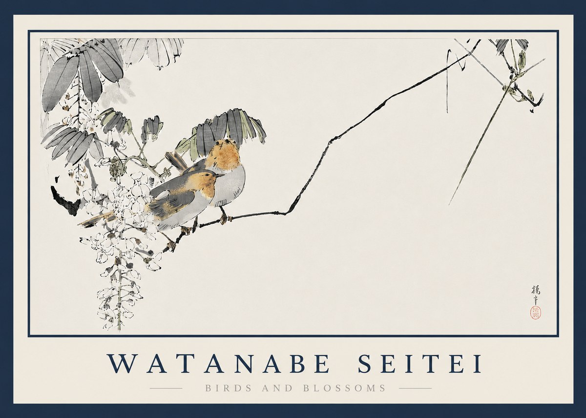 Watanabe Seitei Birds and Blossoms No3 - Poszter