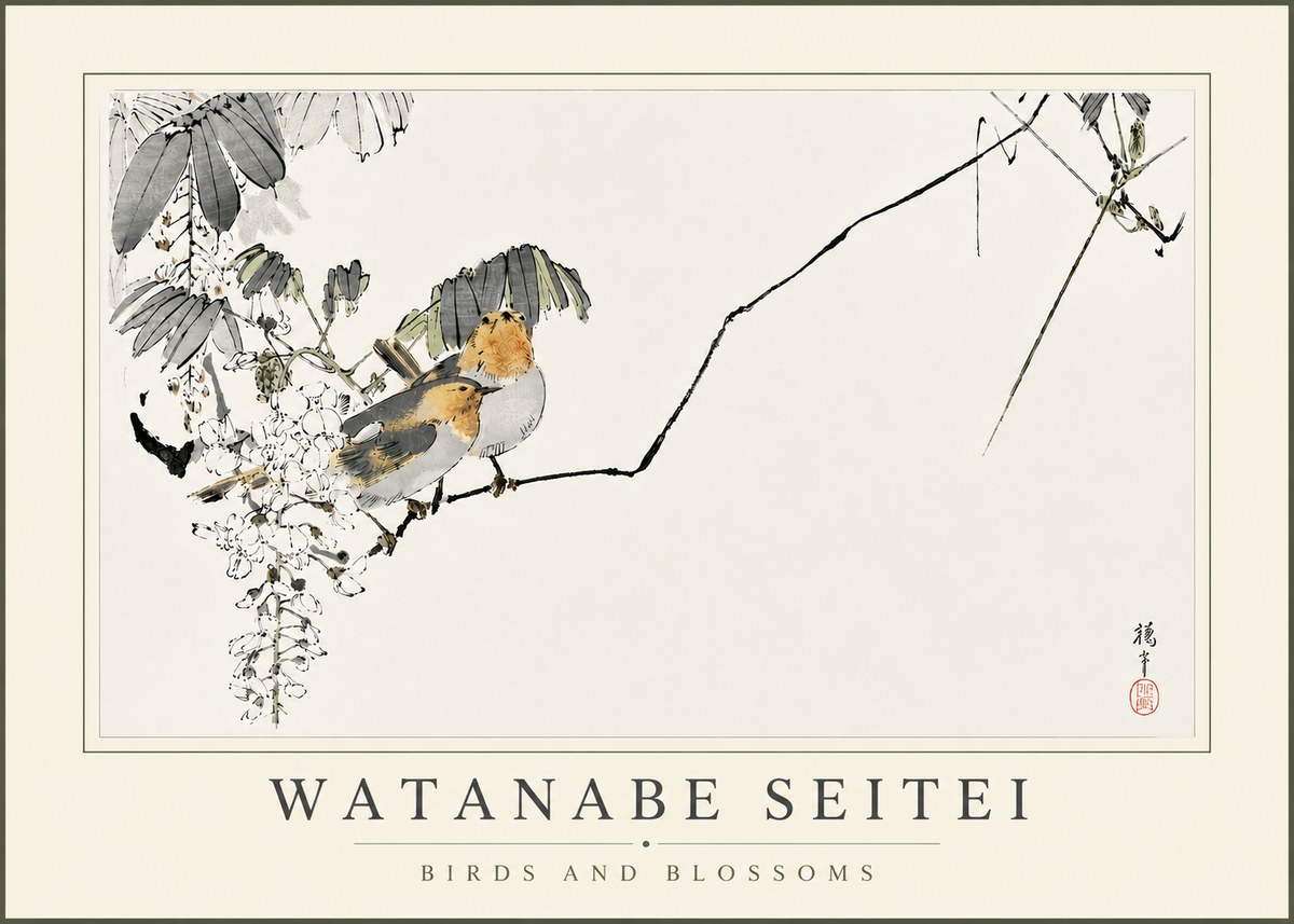 Watanabe Seitei Birds and Blossoms No5 - Poszter