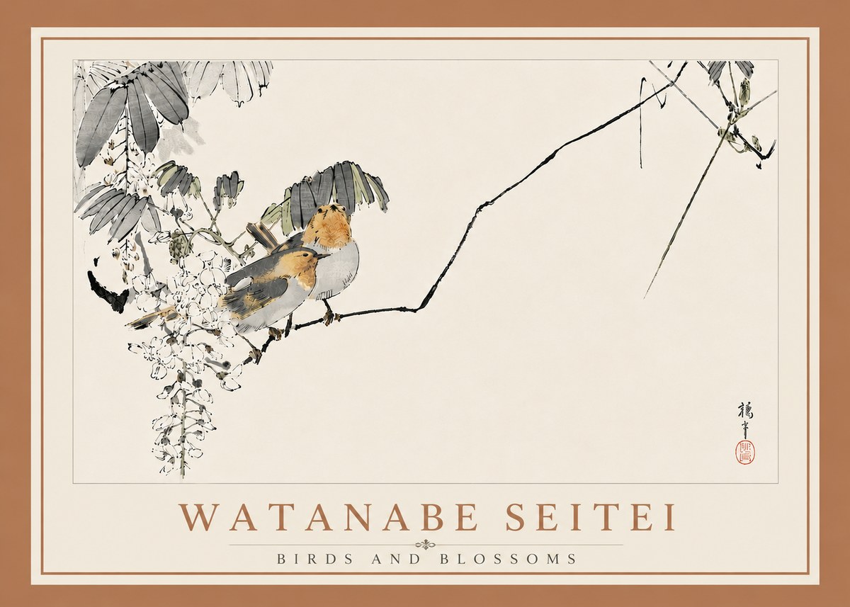 Watanabe Seitei Birds and Blossoms No6 - Poszter