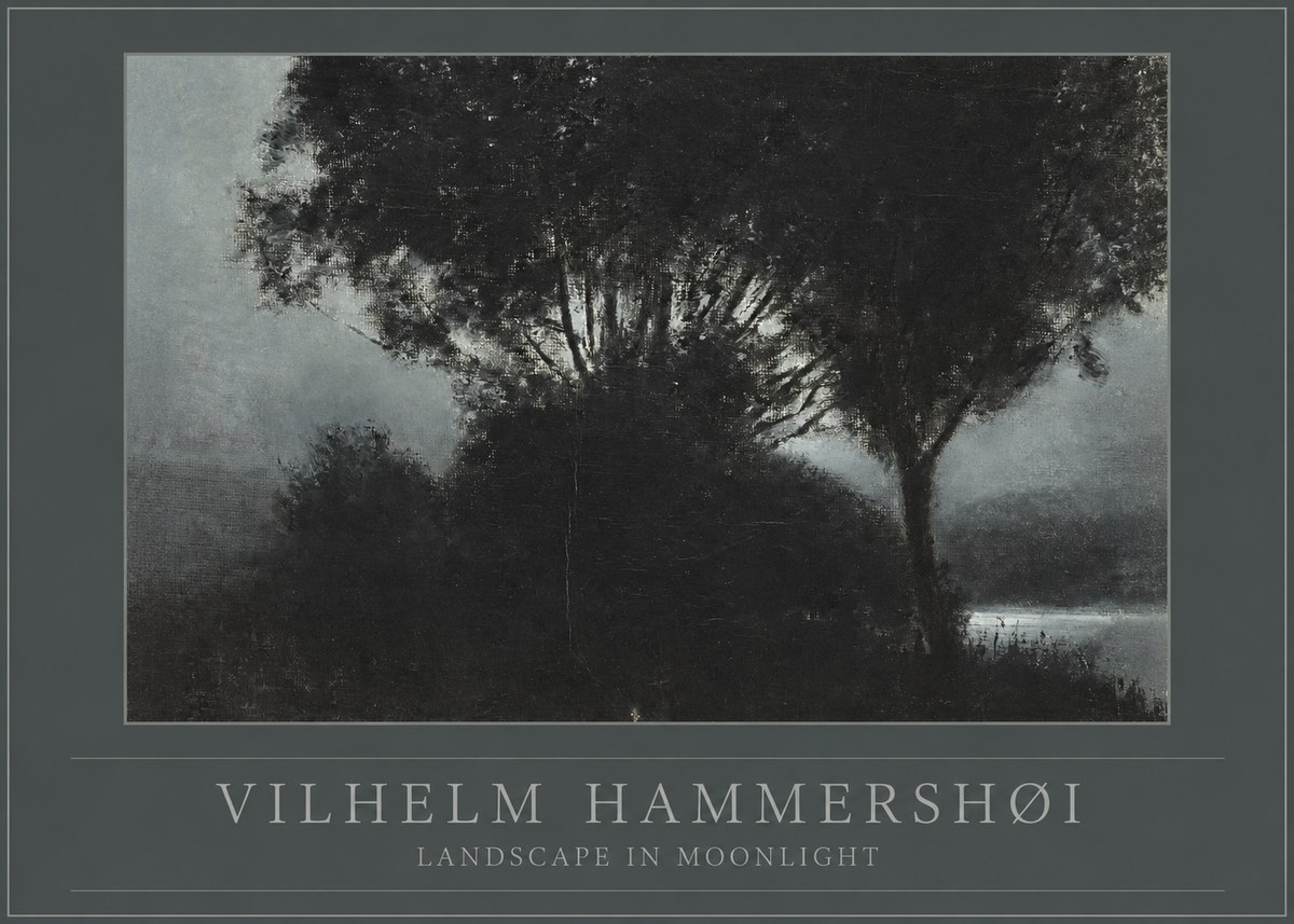 Vilhelm Hammershøi Landscape in Moonlight No1 - Poszter