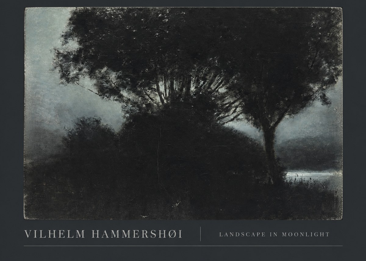 Vilhelm Hammershøi Landscape in Moonlight No3 - Poszter