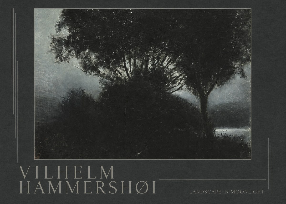 Vilhelm Hammershøi Landscape in Moonlight No5 - Poszter
