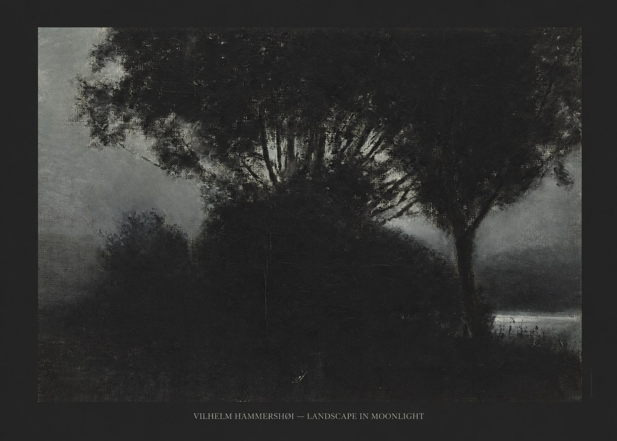 Vilhelm Hammershøi Landscape in Moonlight No6 - Poszter