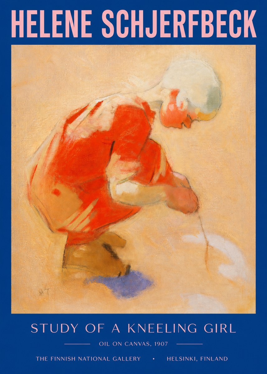Helene Schjerfbeck Study of a Kneeling Girl No3 - Poszter
