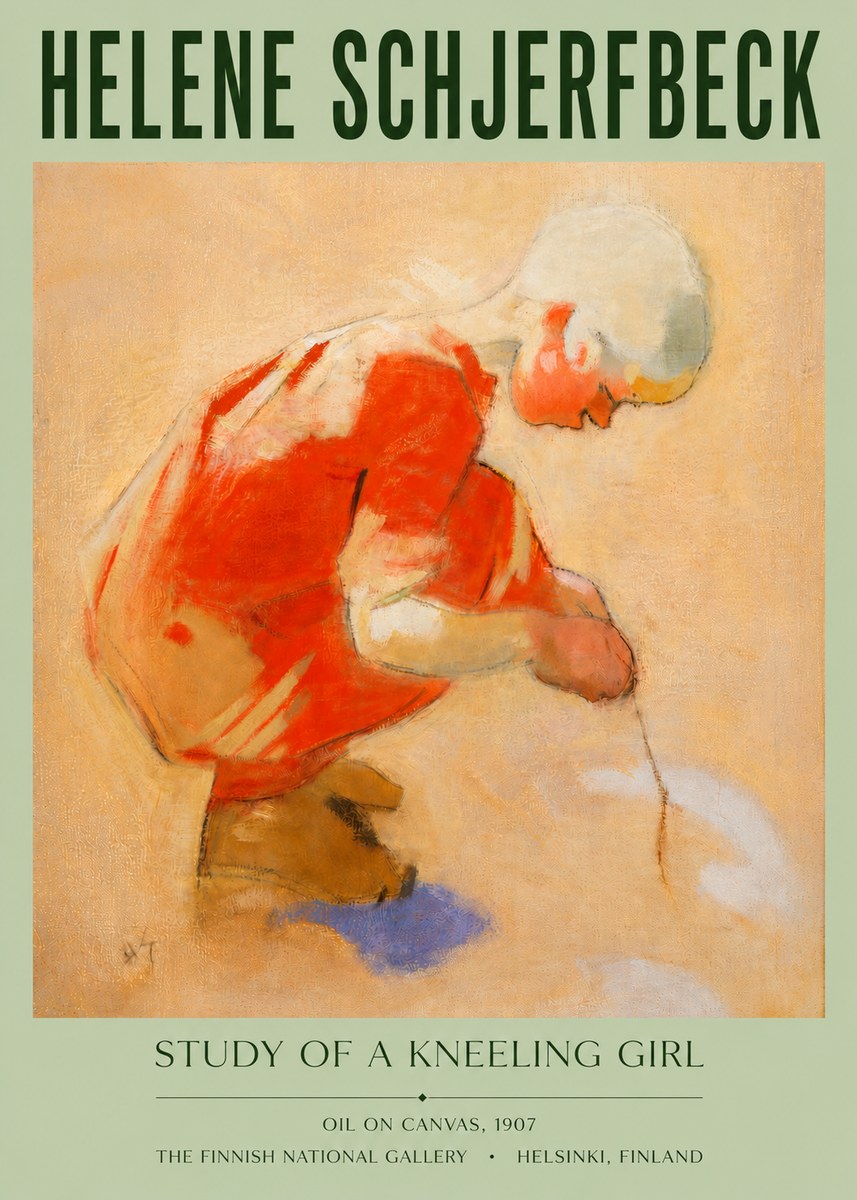Helene Schjerfbeck Study of a Kneeling Girl No4 - Poszter