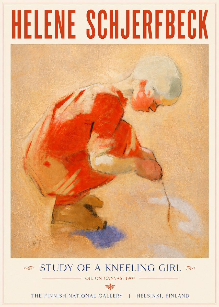 Helene Schjerfbeck Study of a Kneeling Girl No5 - Poszter