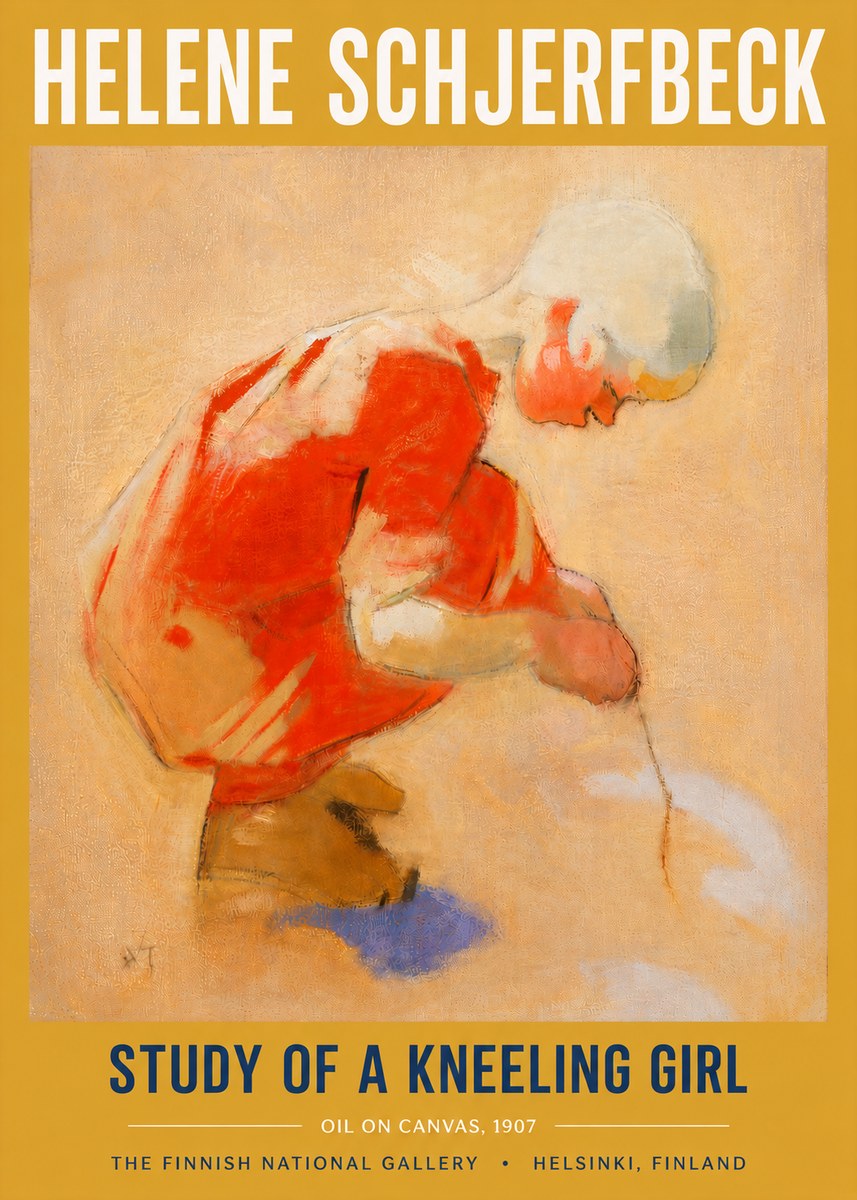 Helene Schjerfbeck Study of a Kneeling Girl No6 - Poszter