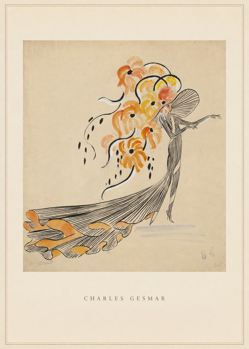 Charles Gesmar Lady with Floral Headdress No3 - Poszter