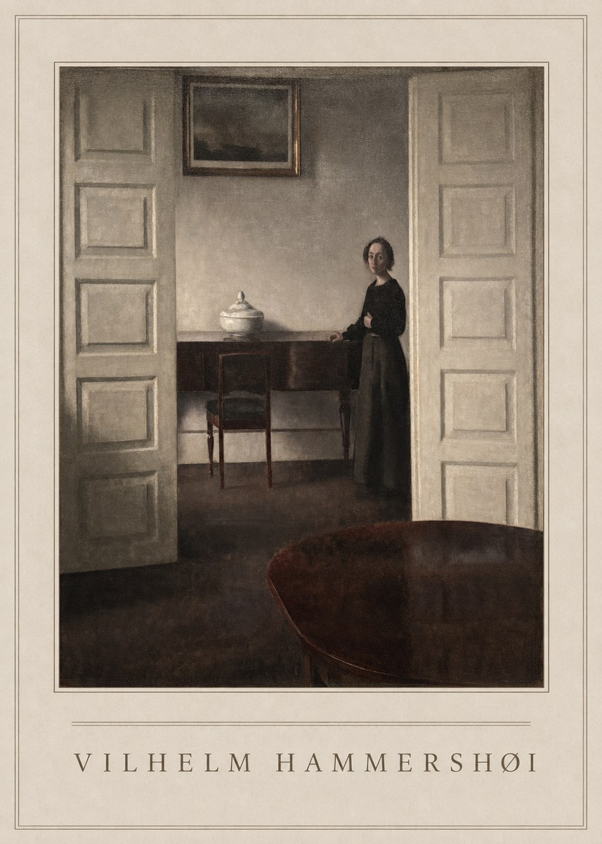 Vilhelm Hammershøi Interior with a Standing Woman No4 - Poszter