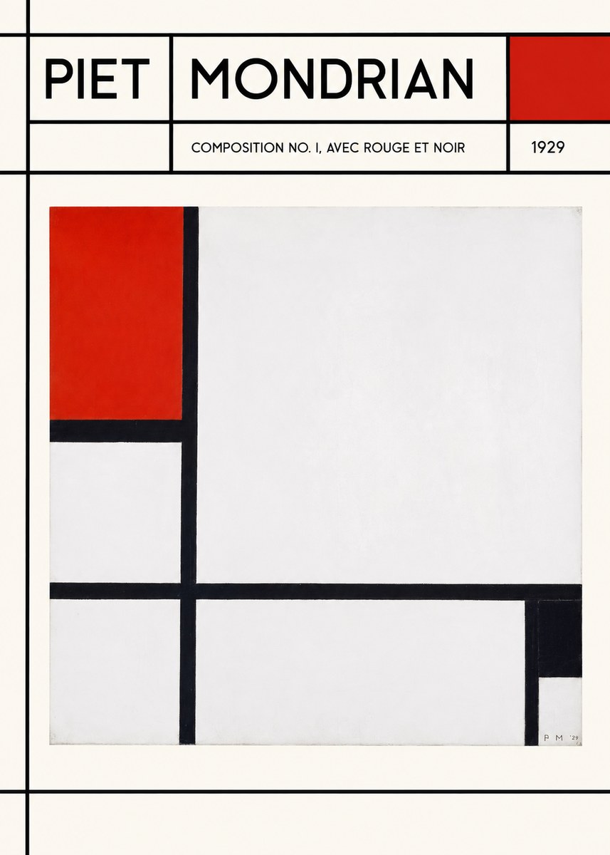 Piet Mondrian Composition No. I, Avec Rouge Et Noir No2 - Poszter