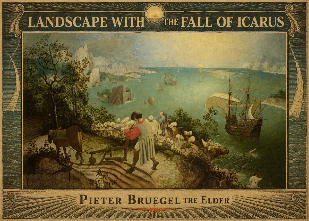 Pieter Bruegel Landscape with the Fall of Icarus II No6 - Poszter