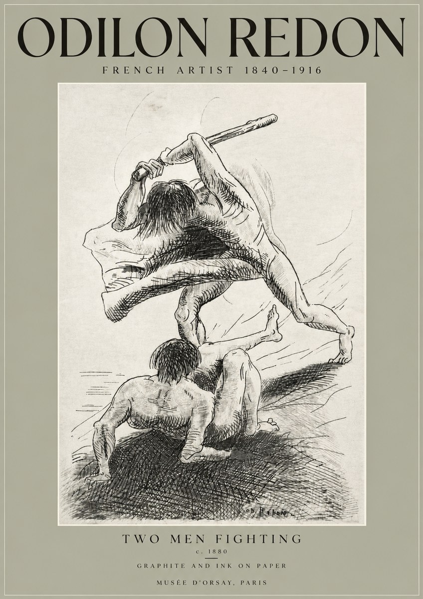 Odilon Redon Two Men Fighting No3 - Poszter