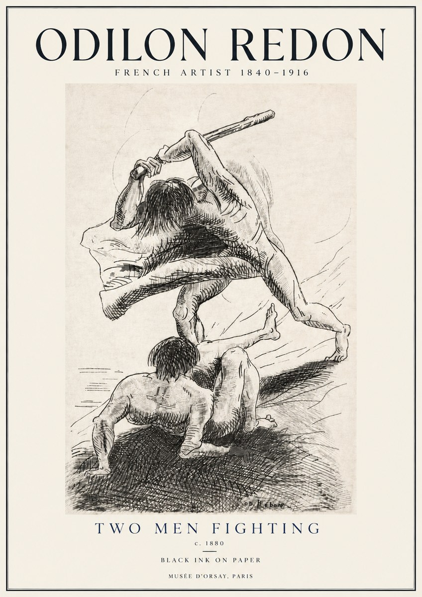 Odilon Redon Two Men Fighting No4 - Poszter
