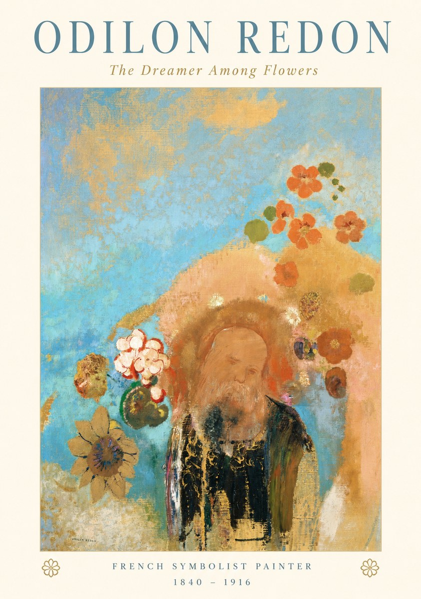 Odilon Redon The Dreamer Among Flowers No1 - Poszter