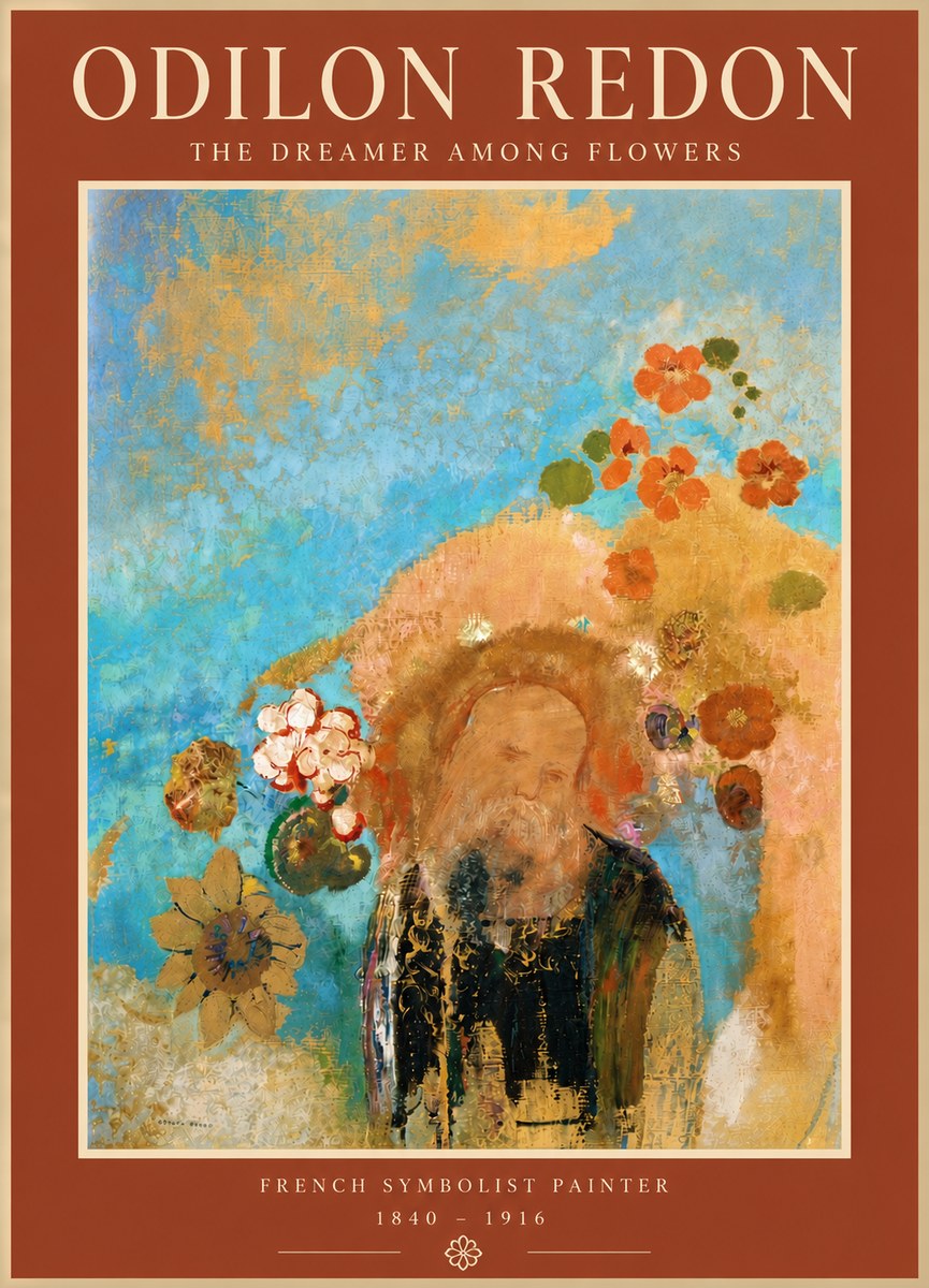 Odilon Redon The Dreamer Among Flowers No6 - Poszter