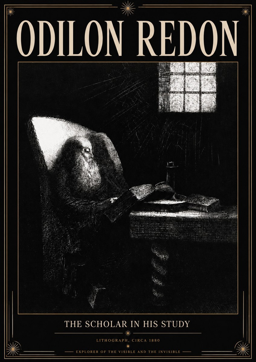 Odilon Redon The Scholar in His Study No3 - Poszter