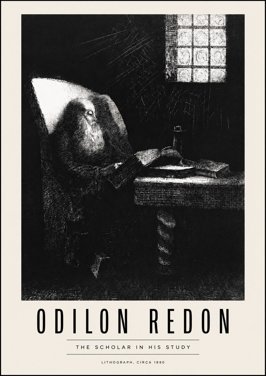 Odilon Redon The Scholar in His Study No4 - Poszter