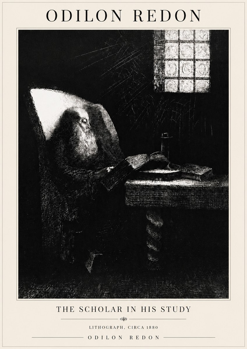 Odilon Redon The Scholar in His Study No6 - Poszter