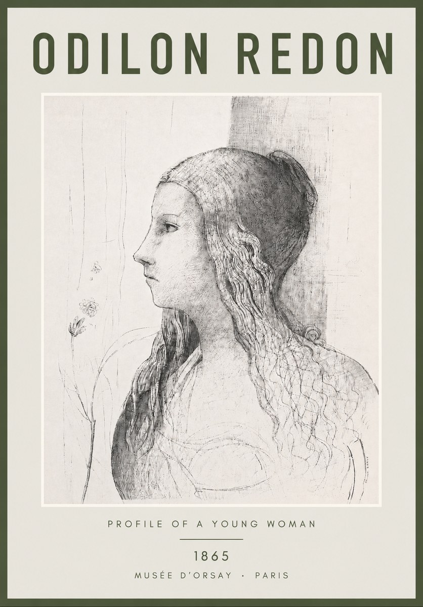 Odilon Redon Profile of a Young Woman No4 - Poszter