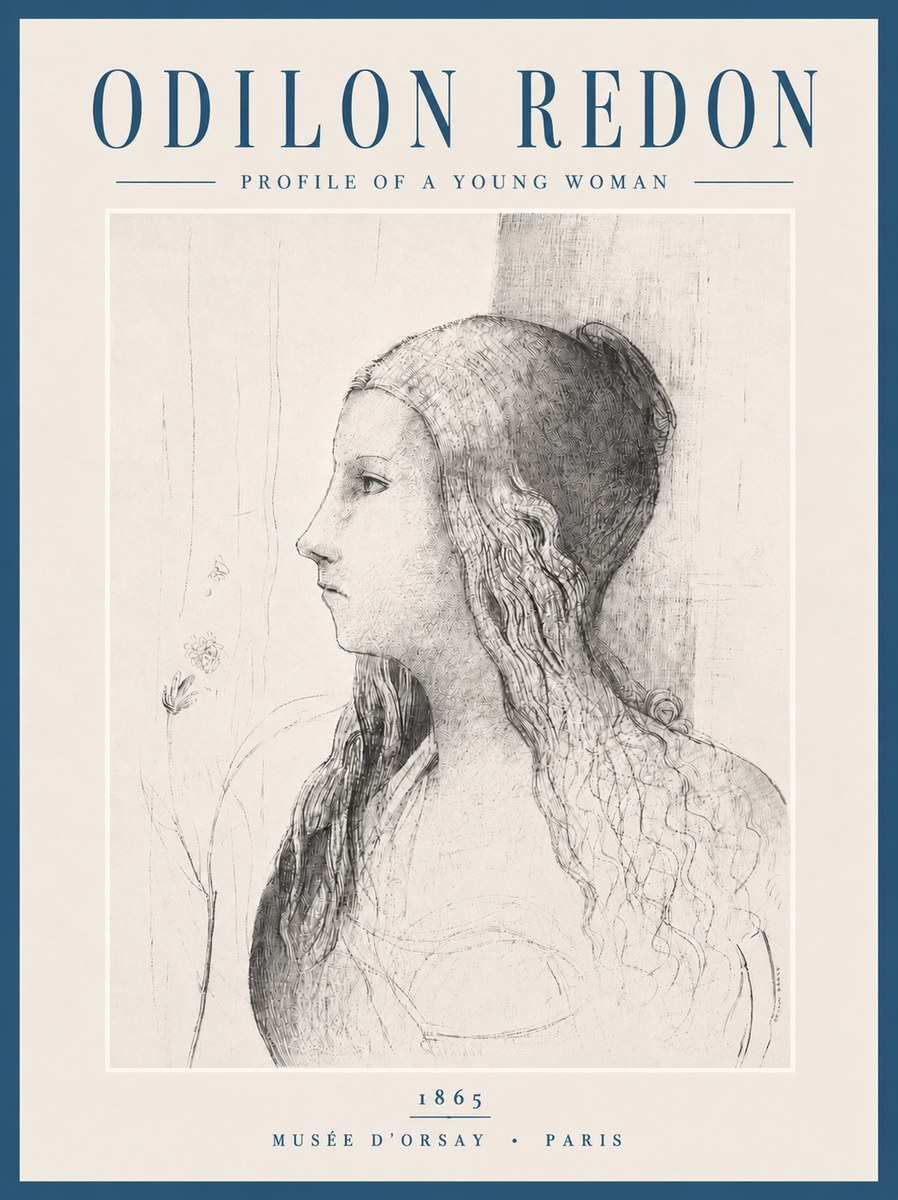 Odilon Redon Profile of a Young Woman No6 - Poszter