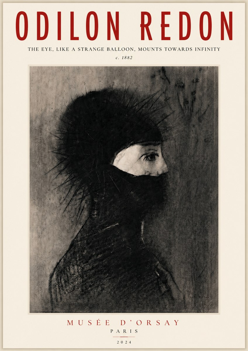 Odilon Redon The Eye, Like a Strange Balloon, Mounts Towards Infinity No5 - Poszter