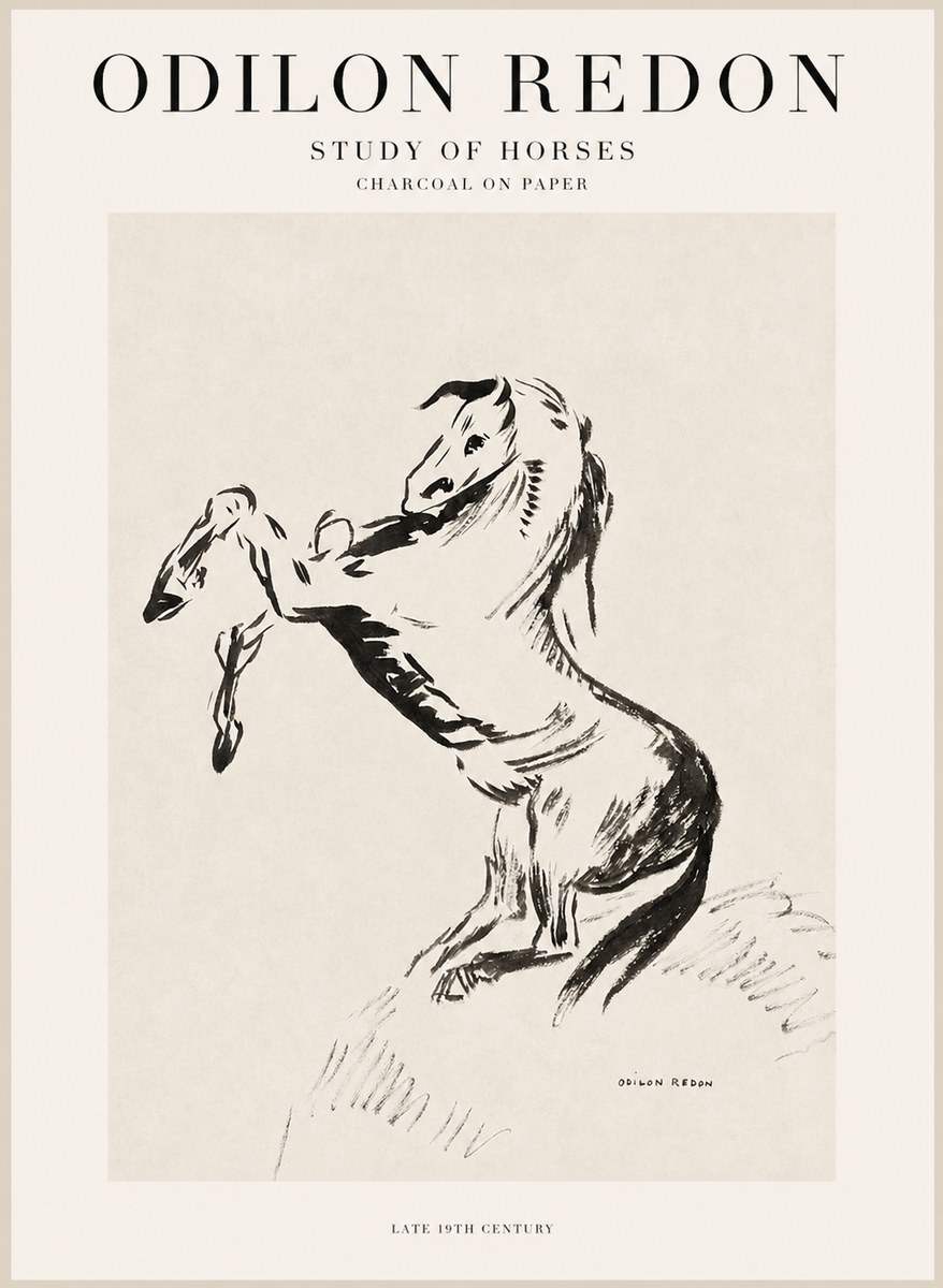 Odilon Redon Study of Horses No1 - Poszter