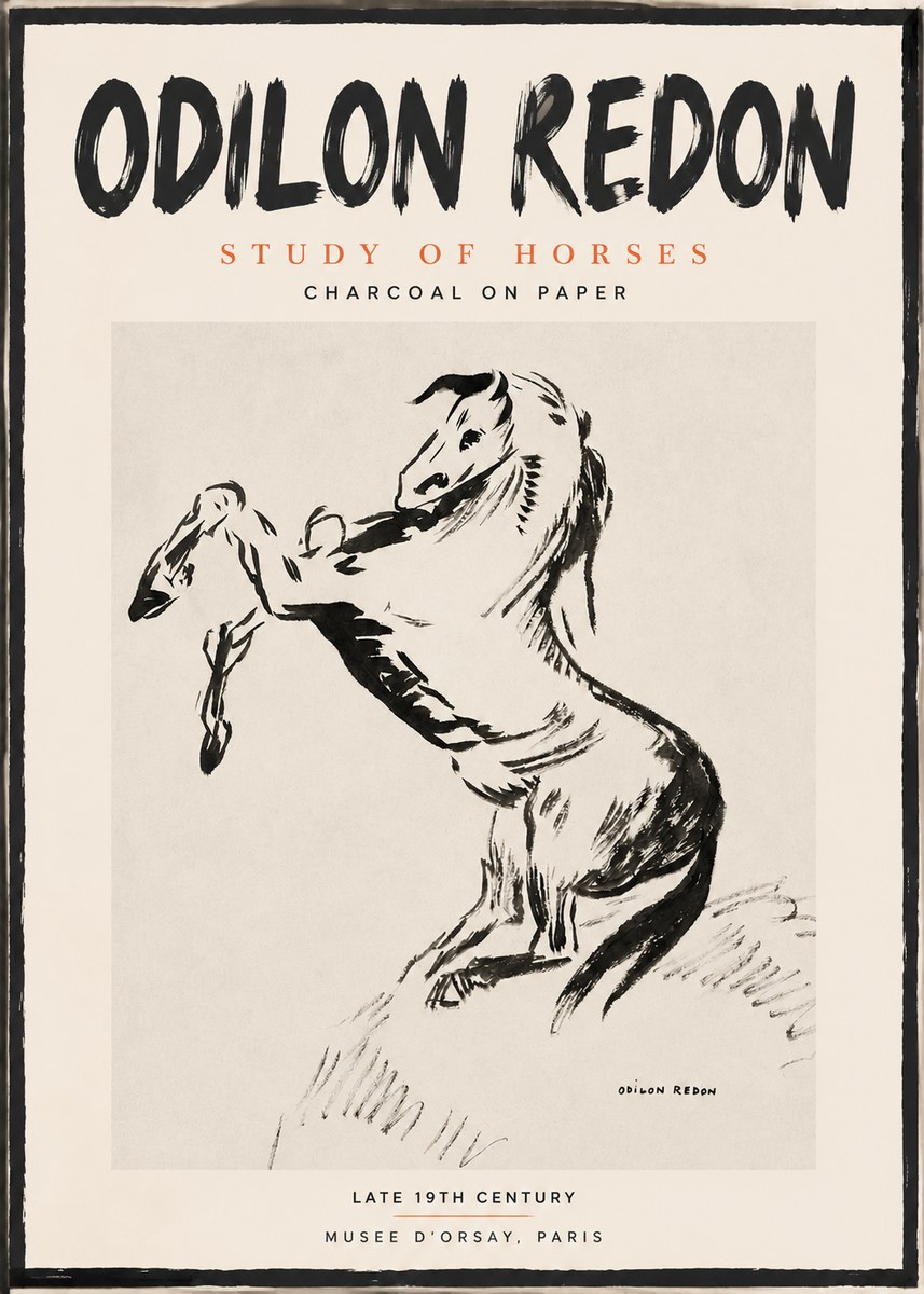 Odilon Redon Study of Horses No2 - Poszter