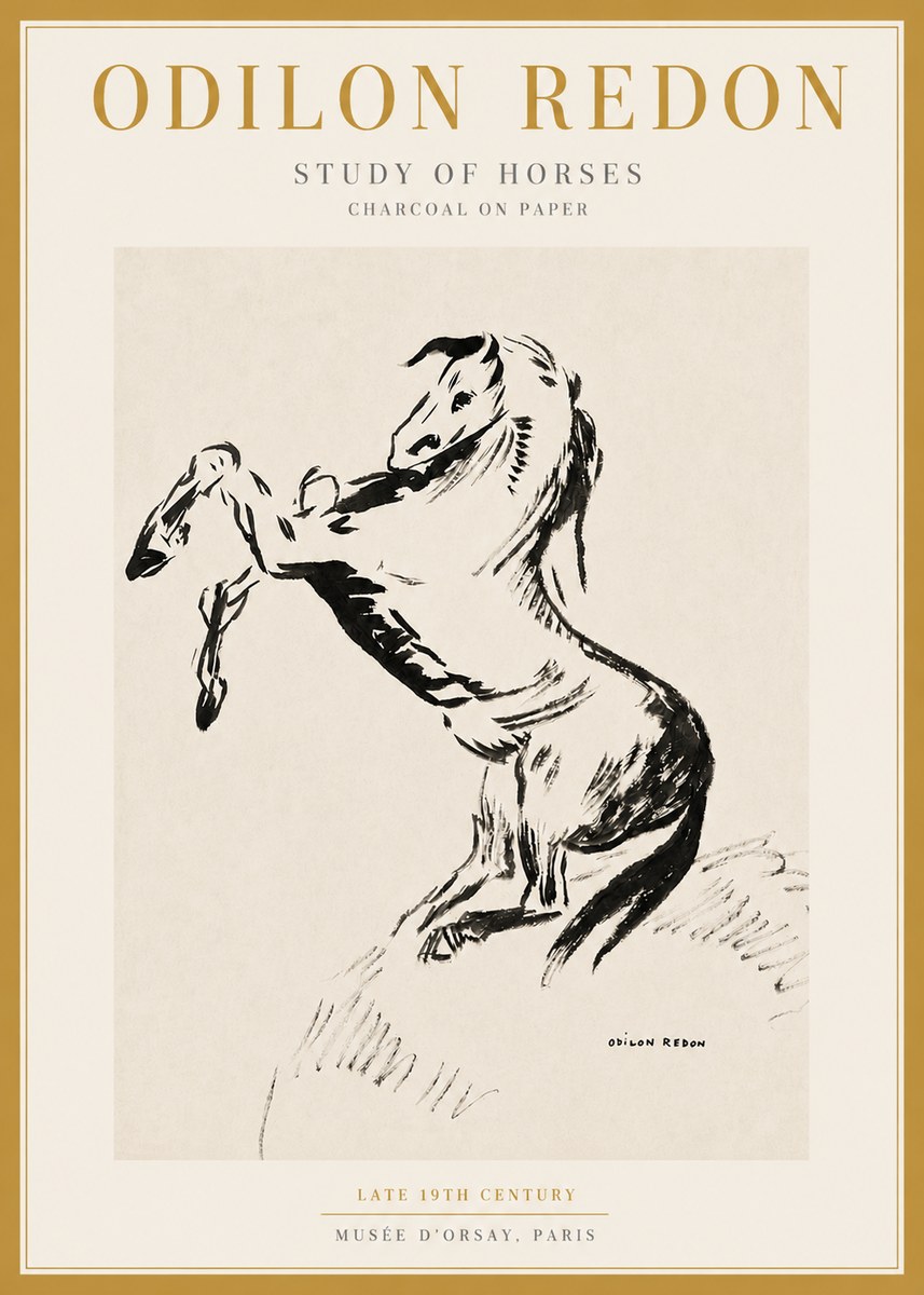 Odilon Redon Study of Horses No3 - Poszter