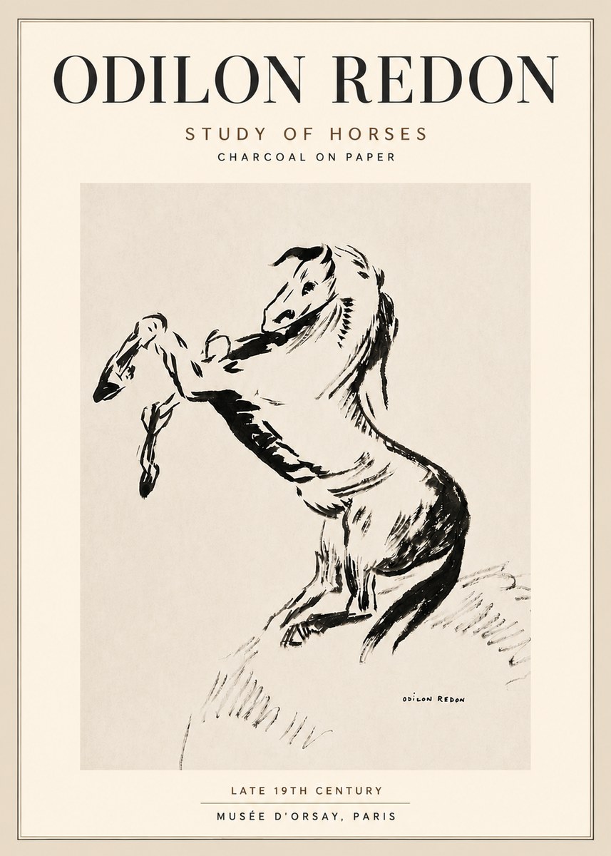 Odilon Redon Study of Horses No5 - Poszter