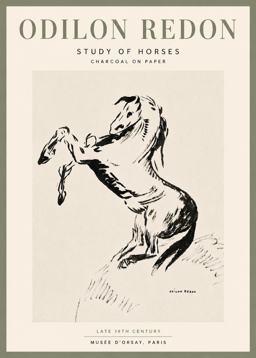 Odilon Redon Study of Horses No6 - Poszter