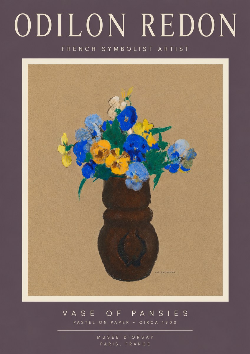 Odilon Redon Vase of Pansies No6 - Poszter
