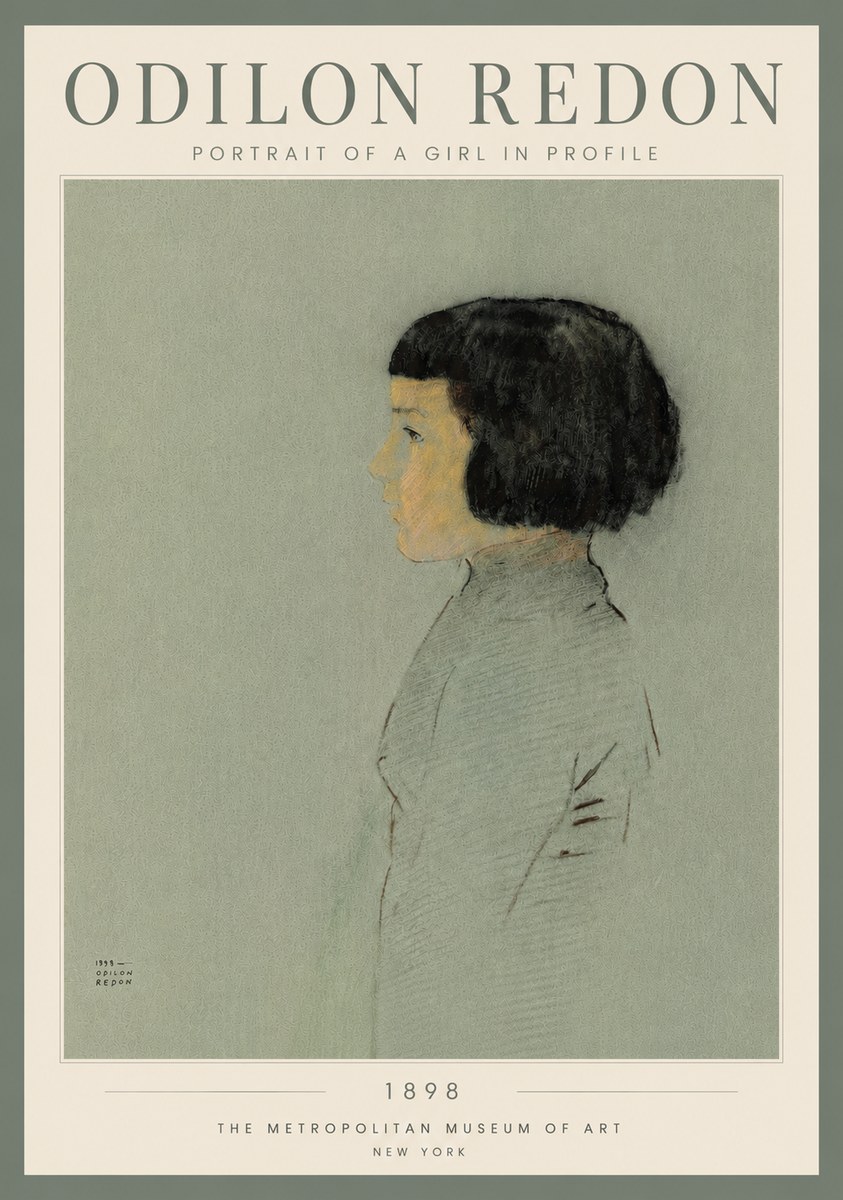 Odilon Redon Portrait of a Girl in Profile No4 - Poszter