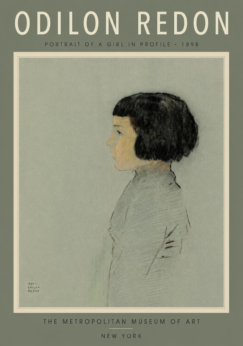Odilon Redon Portrait of a Girl in Profile No6 - Poszter