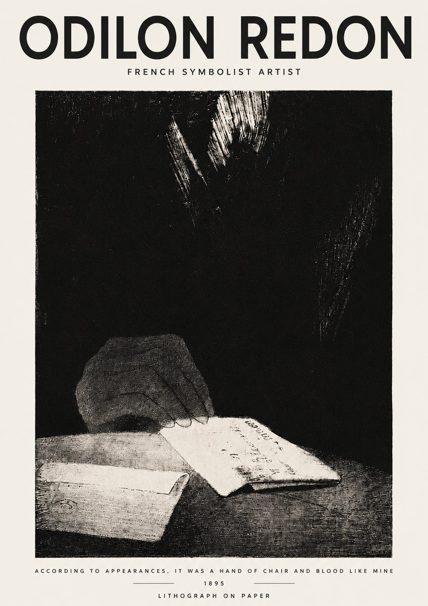 Odilon Redon According to Appearances, It Was a Hand of Chair and Blood Like Mine, No3 - Poszter
