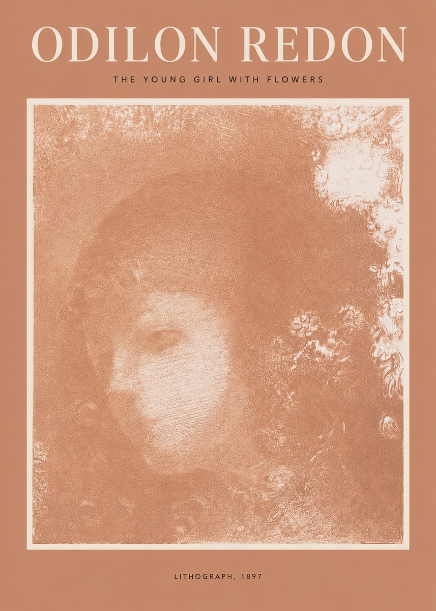 Odilon Redon The Young Girl with Flowers No2 - Poszter