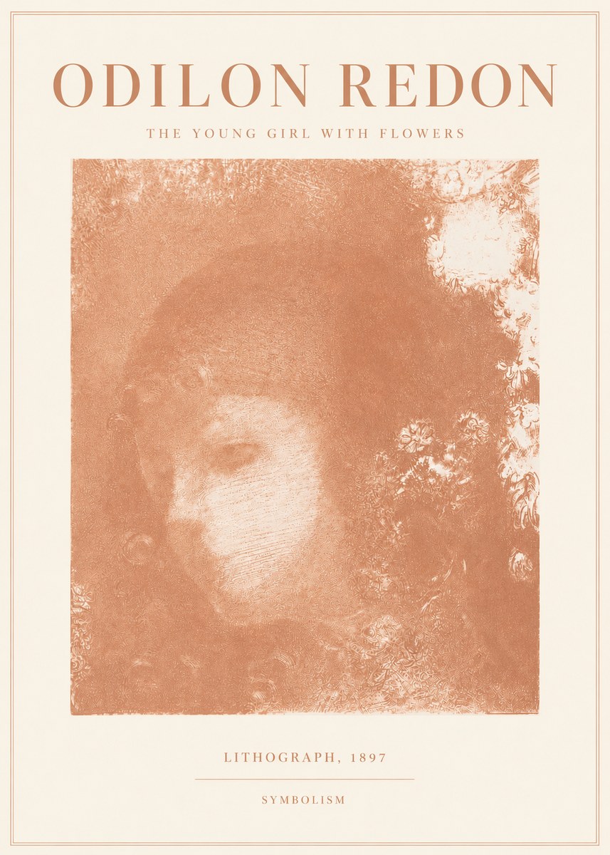 Odilon Redon The Young Girl with Flowers No3 - Poszter