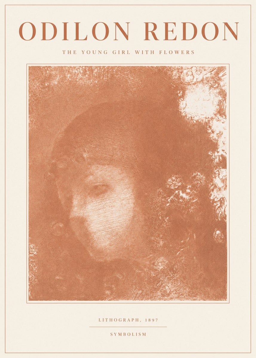 Odilon Redon The Young Girl with Flowers No6 - Poszter