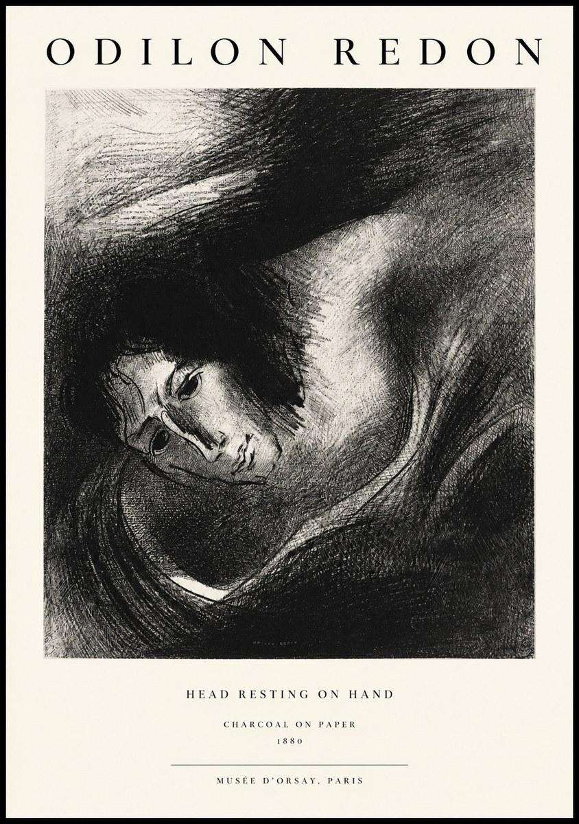 Odilon Redon Head Resting on Hand No1 - Poszter