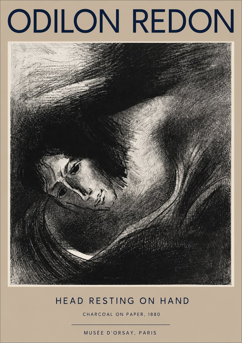 Odilon Redon Head Resting on Hand No2 - Poszter